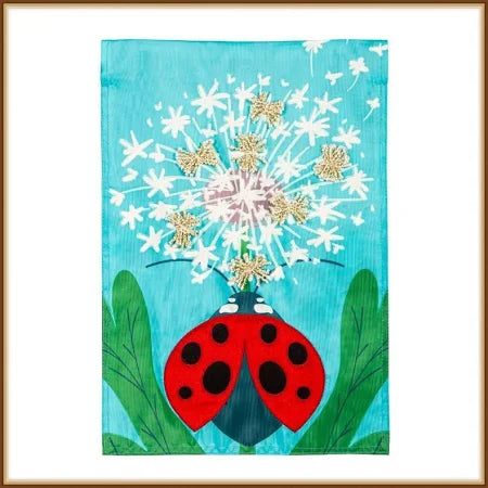 Ladybug & Drifting Dandelion Garden Flag — Evergreen Enterprises