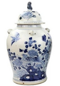 Large Bird and Floral Jar by The Enchanted Home