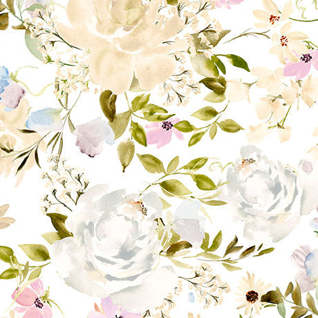 Large Floral White- Serendipity Linen