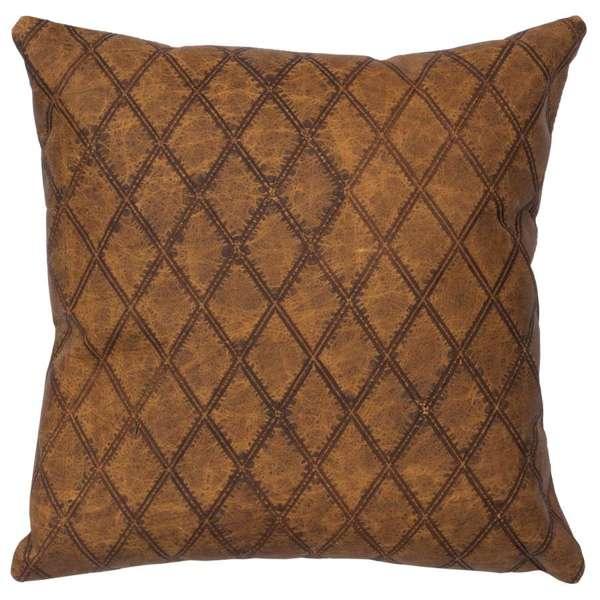 American made Latigo Embossed and distressed brown leather throw pillow - Your Western Decor