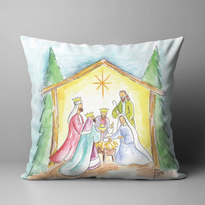 Laura's Square Nativity Pillow