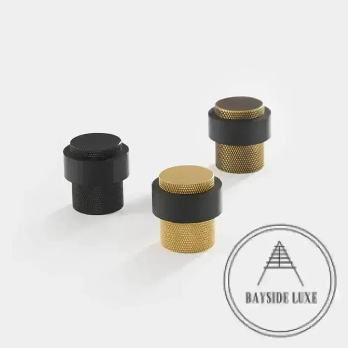 40 x 30mm / Antique Brass Luxe Doorware - Chandler Knurled Brass Door Stop - Antique Brass - Timber Fixing