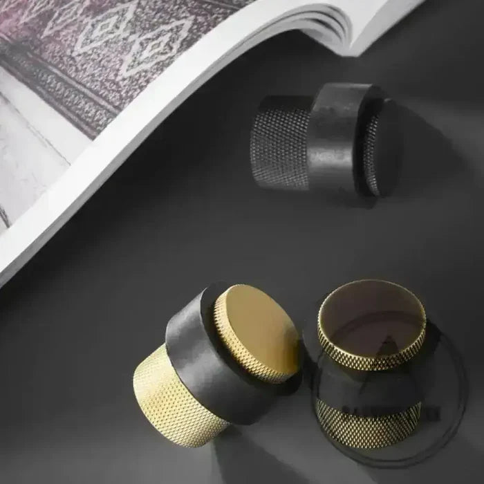 40 x 30mm / Antique Brass Luxe Doorware - Chandler Knurled Brass Door Stop - Antique Brass - Timber Fixing