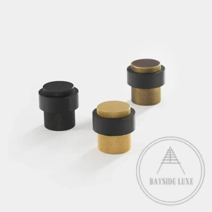 40 x 30mm / Black Luxe Doorware - Chandler Knurled Brass Door Stop - Black - Concrete Fixing