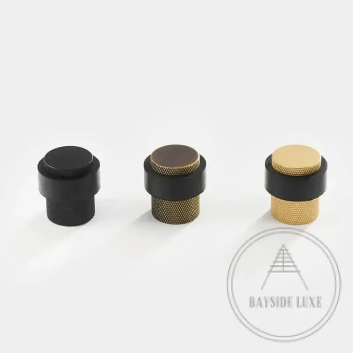 40 x 30mm / Black Luxe Doorware - Chandler Knurled Brass Door Stop - Black - Concrete Fixing