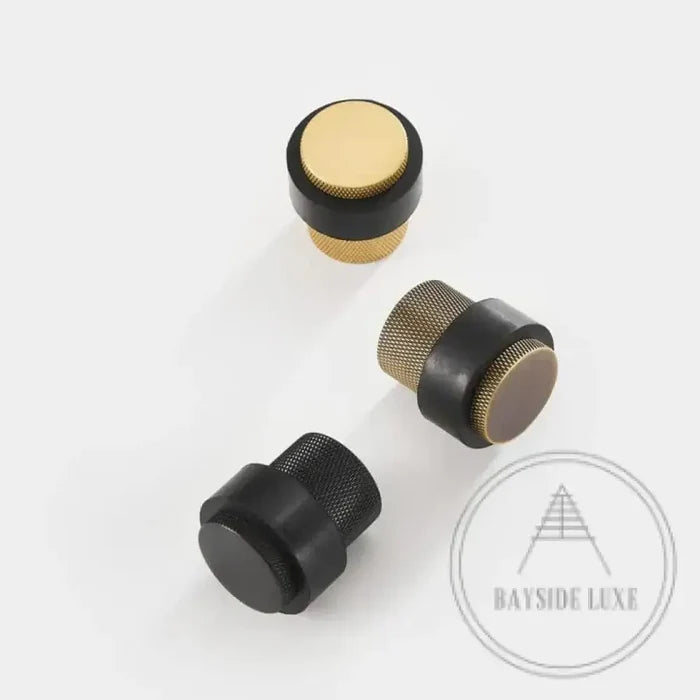 40 x 30mm / Black Luxe Doorware - Chandler Knurled Brass Door Stop - Black - Concrete Fixing