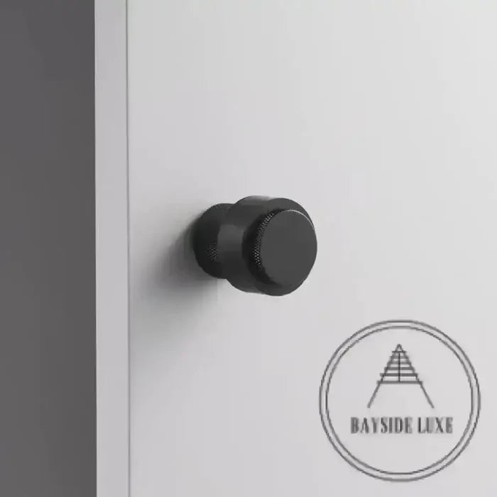 40 x 30mm / Black Luxe Doorware - Chandler Knurled Brass Door Stop - Black - Timber Fixing
