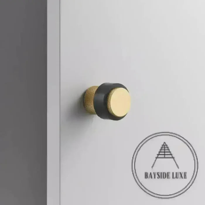 40 x 30mm / Satin Brass Luxe Doorware - Chandler Knurled Brass Door Stop - Satin Brass - Timber Fixing