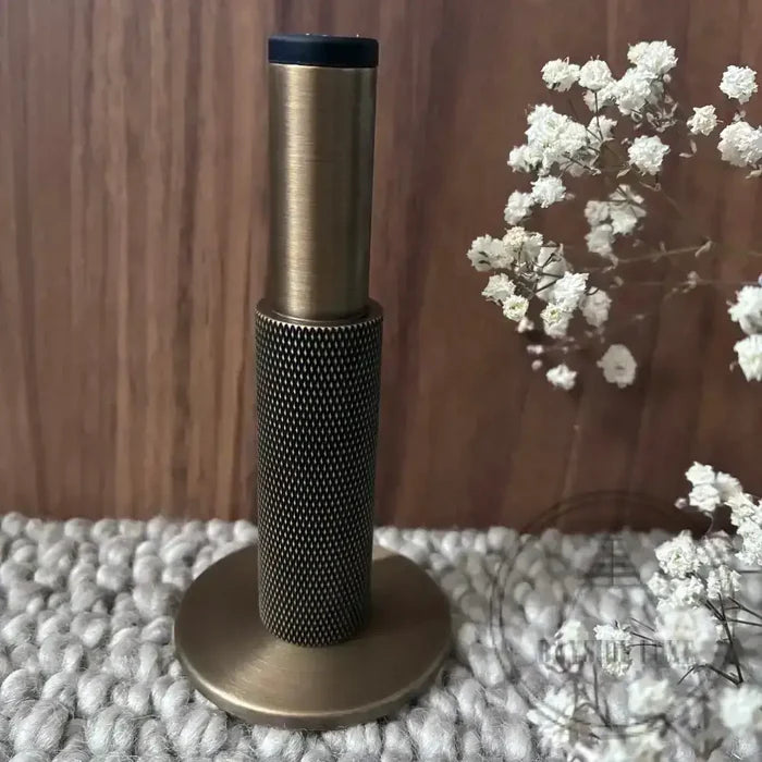 Door Stop Solid Brass Luxe Doorware - Somers Knurled Antique Brass Doorstop