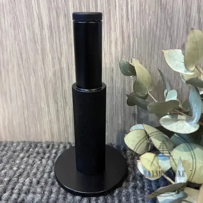 Door Stop Solid Brass Luxe Doorware - Somers Knurled Black Solid Brass Doorstop