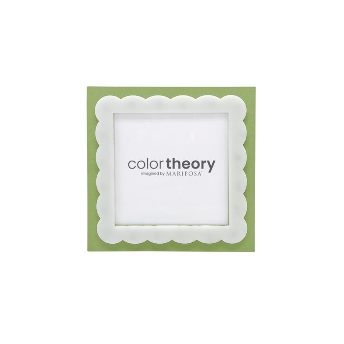 Meadow Green with White Scalloped Acrylic Border 4x4 Frame