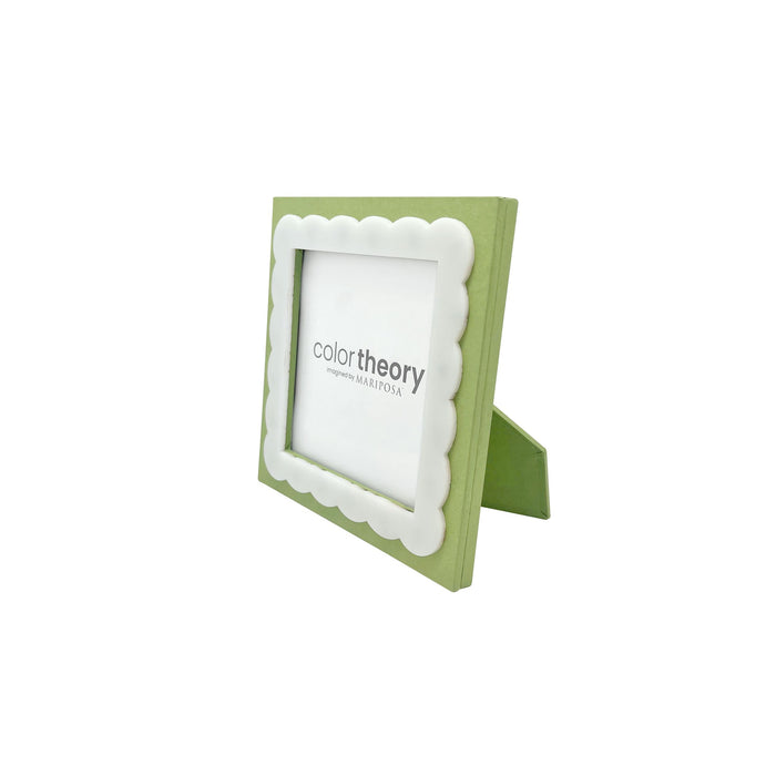 Meadow Green with White Scalloped Acrylic Border 4x4 Frame