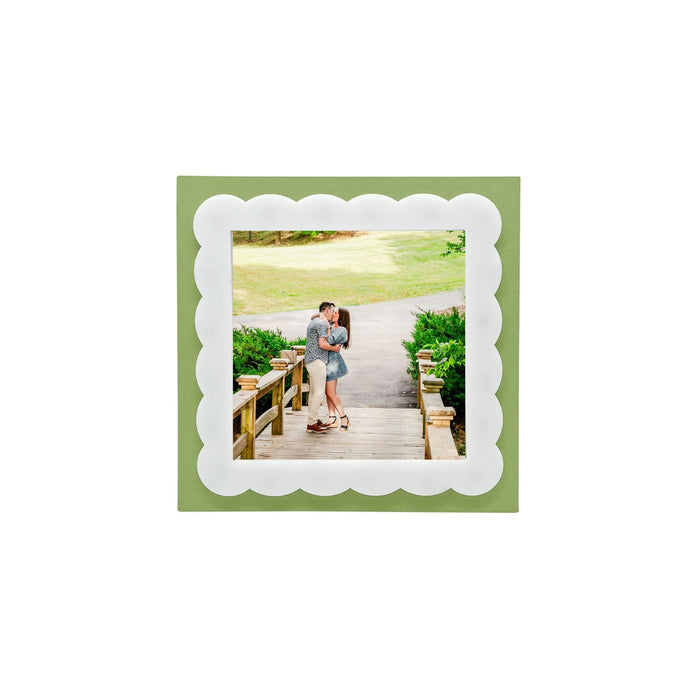 Meadow Green with White Scalloped Acrylic Border 4x4 Frame