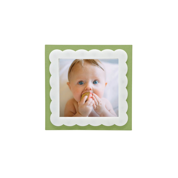 Meadow Green with White Scalloped Acrylic Border 4x4 Frame
