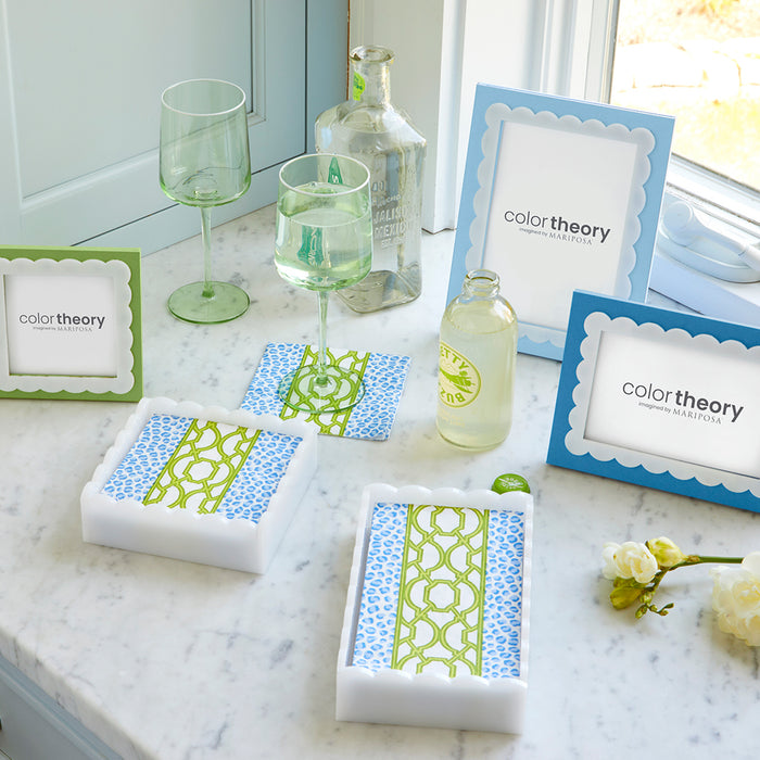 Meadow Green with White Scalloped Acrylic Border 4x4 Frame