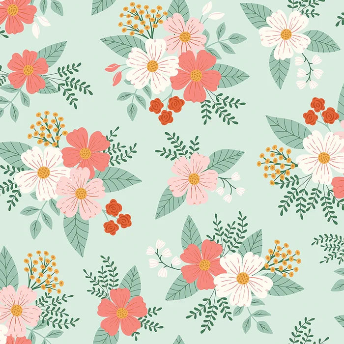 Meadow Moments Floral Mint Flannel