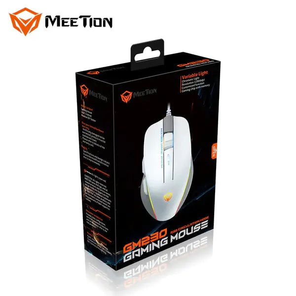 Meetion GM23 RGB Circulation Backlit Gaming Mouse - White