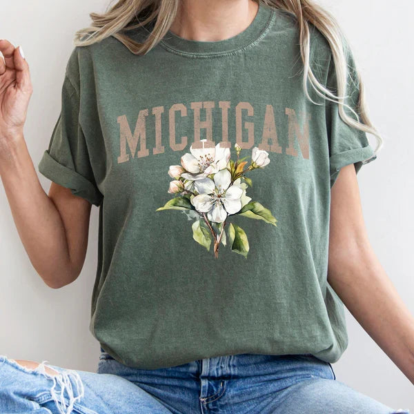 Michigan State Flower T-Shirt Light Green — Refinery Number One LLC