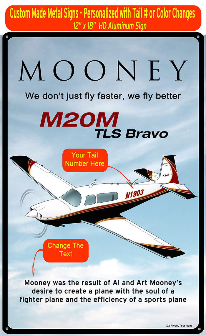 Mooney M20M (Black/Maroon/Gold) HD Airplane Sign