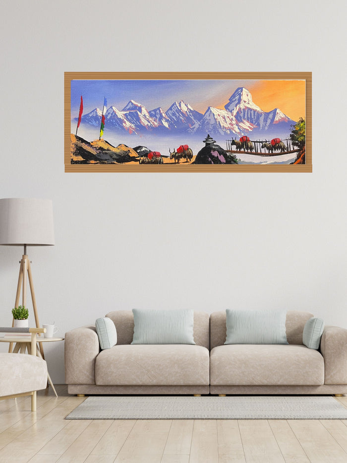 Mt Everest and Ama Dablam Oil Painting - Himalayas Art