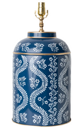 Navy Ikat Trellis Tea Caddy Lamp