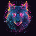 Neon Wolf With Glowing Eyes