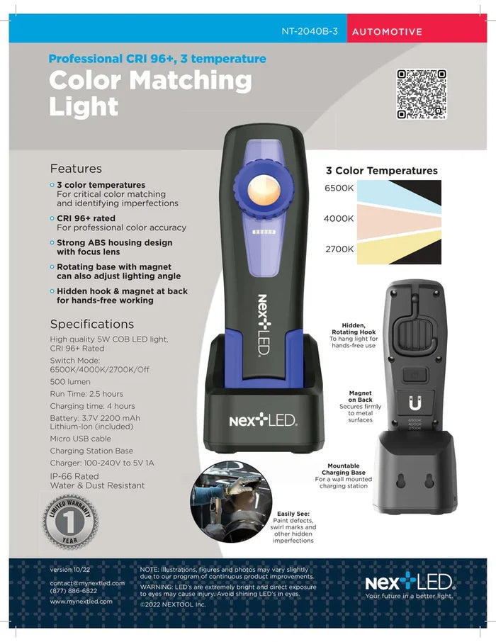 NextLED - Professional CRI 96+, 3 Temperature Color Matching Light