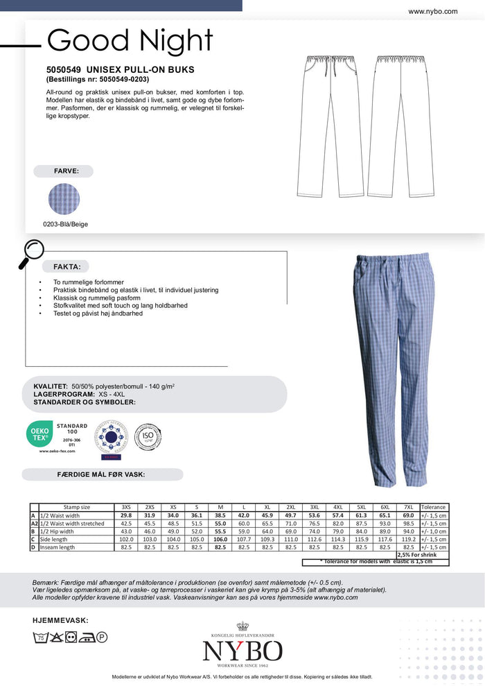 Nybo Blå/Beige Unisex Good Night-byxor, Pull-on, Andningsbara, Bekväma