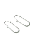 Oblong Wire Hoop Earrings - Silver