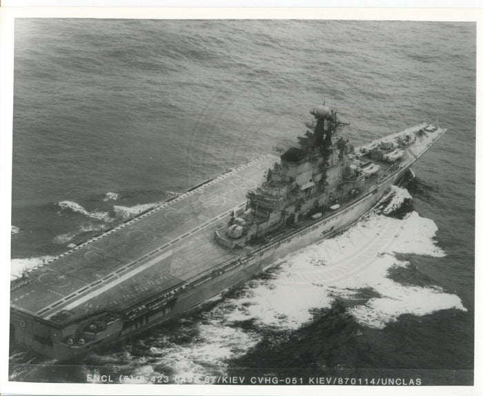 Official U.S. Navy photo of Soviet aircraft carrier Kiev underway. - Annapolis Maritime Antiques
