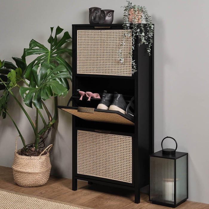 Charlie shoe cabinet - 3 door - black - Laura James