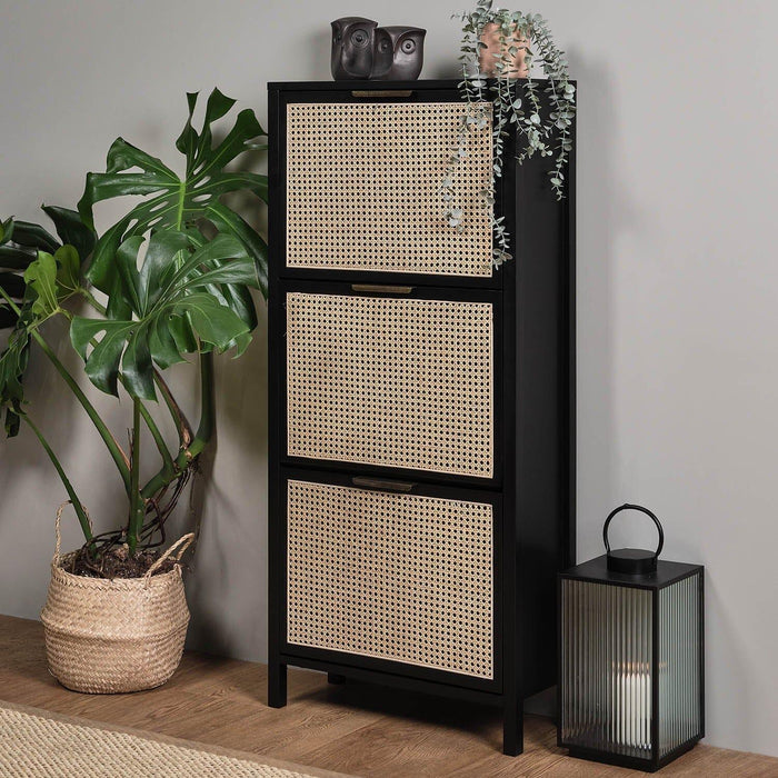 Charlie shoe cabinet - 3 door - black - Laura James