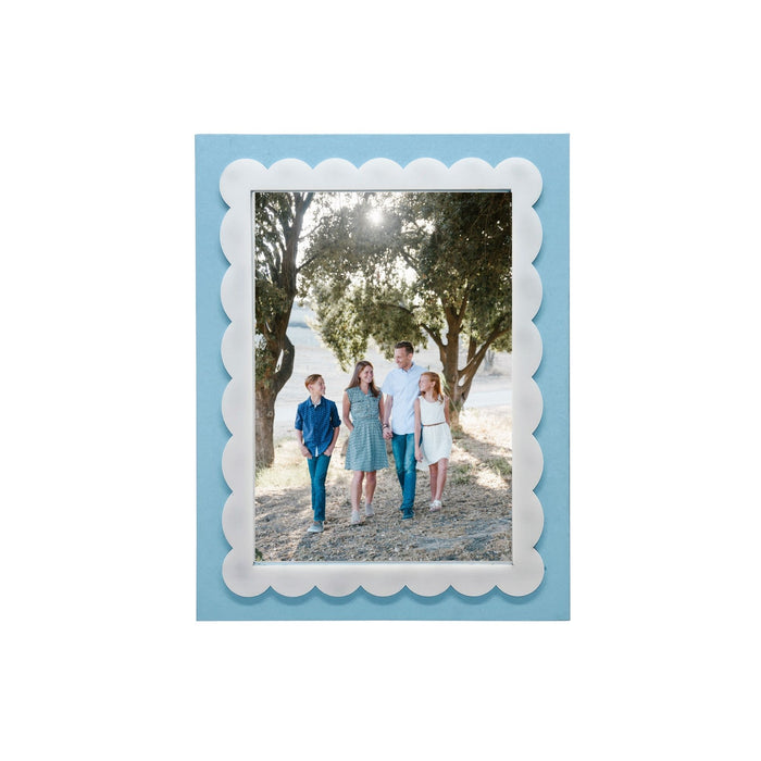 Periwinkle Blue with White Scalloped Acrylic Border 5x7 Frame