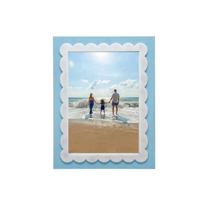Periwinkle Blue with White Scalloped Acrylic Border 5x7 Frame