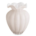 Beatriz Ball Glass Petal Large Vase Cream — Cream petal-shaped vase isolated on white