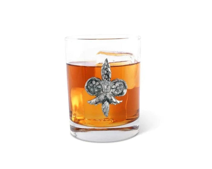 Pewter Embellished Fleur De Lis Bar Glasses - Your Western Decor