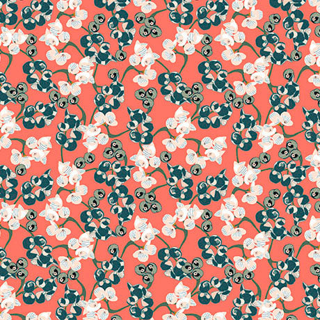 Pink Salmon Tangled Bloom Linen -Meadow Drift