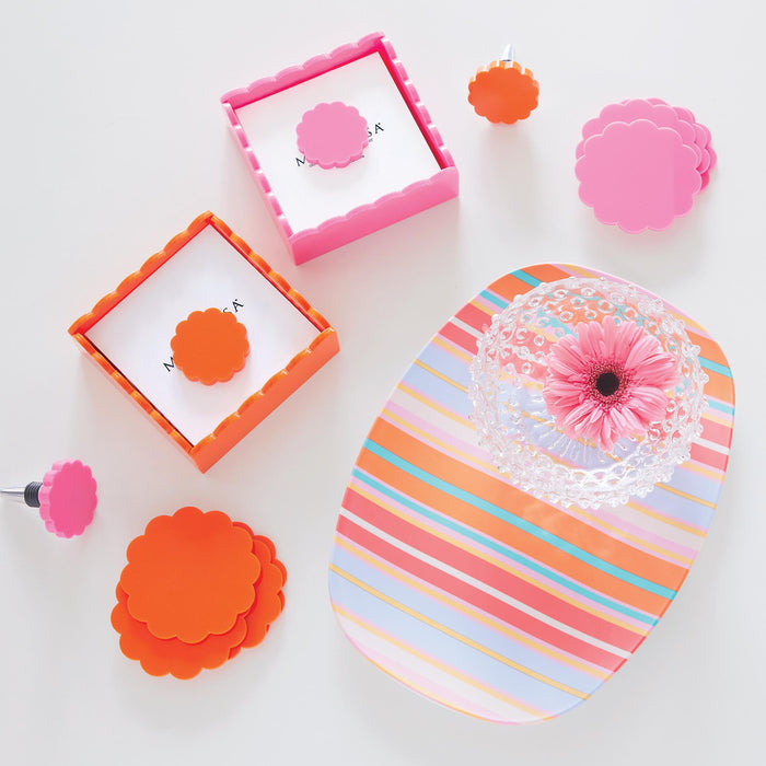 Pink Scallop Napkin Box with Insert