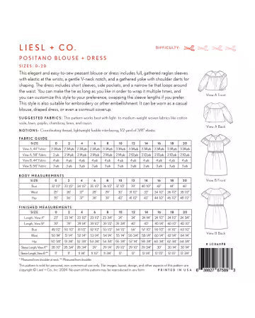 Positano Blouse + Dress Pattern