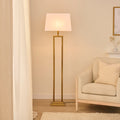 Purley White Cotton & Gold Floor Lamp - 132cm - Laura James