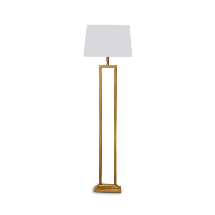 Purley 132cm Gold  Floor Lamp Base & Ashurst 46 x 30cm Shade - White - Laura James