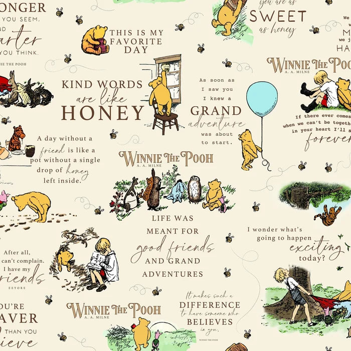 Quotes Cream- Winnie the Pooh Flannel