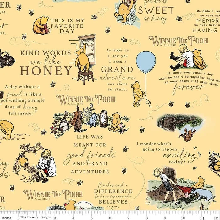 Quotes Yellow- Winnie the Pooh Flannel