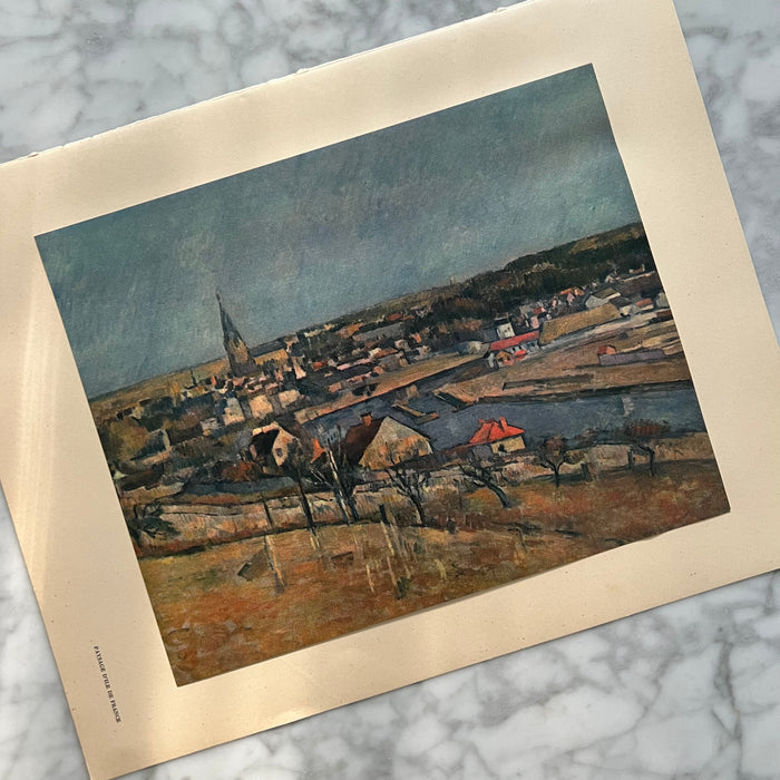 Rare Vintage 1949 Cézanne "Paysage D'Ile de France" French Offset Lithograph