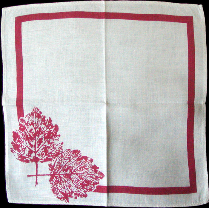 Red Leaves Vintage Linen Napkins Set of 3