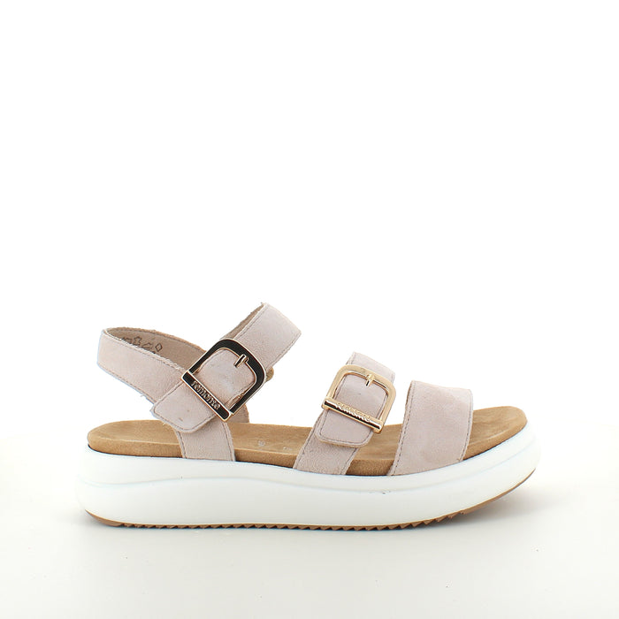 Remonte sandal i beige med vit sula – komfort och flexibilitet