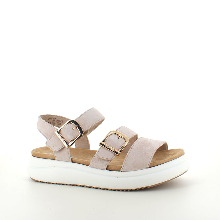Remonte sandal i beige med vit sula – komfort och flexibilitet