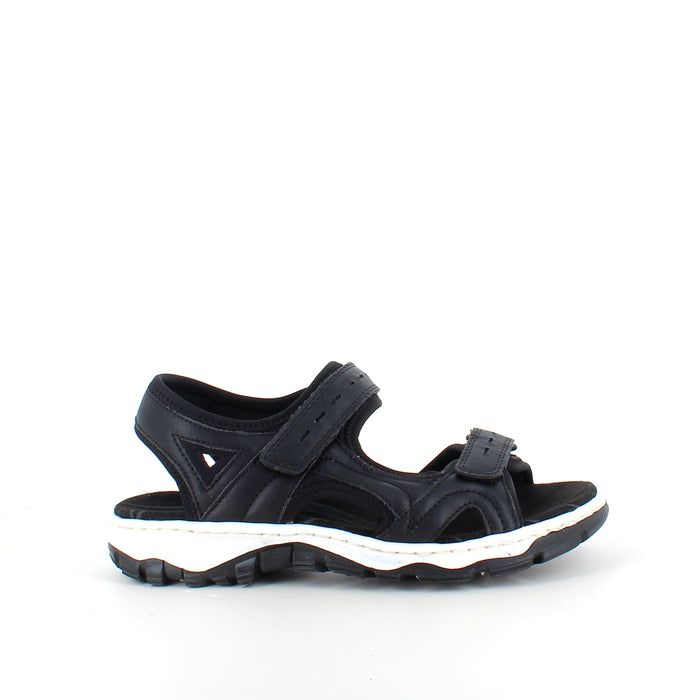 Rieker sandal i svart – stötdämpande sandal med kardborre