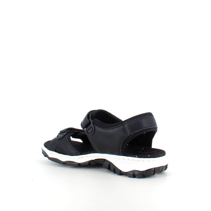Rieker sandal i svart – stötdämpande sandal med kardborre