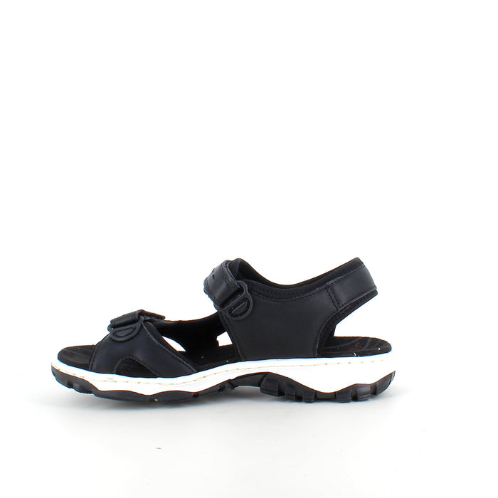 Rieker sandal i svart – stötdämpande sandal med kardborre